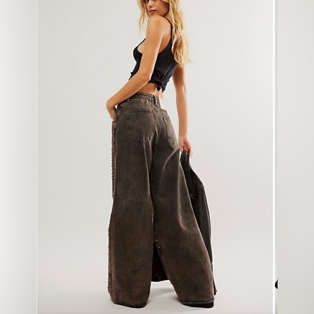 One Teaspoon x Free People Love Machine Wide Leg Embellished Jeans - Copper - Picture 6 of 14